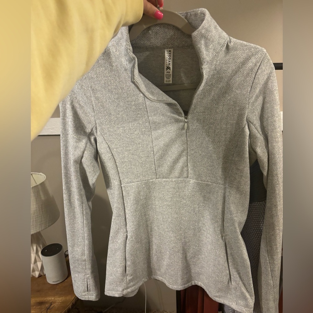 Kyodan Outdoor Fleece Jacket Women's Gray 1/2 Zip Pullover Thumb Hole